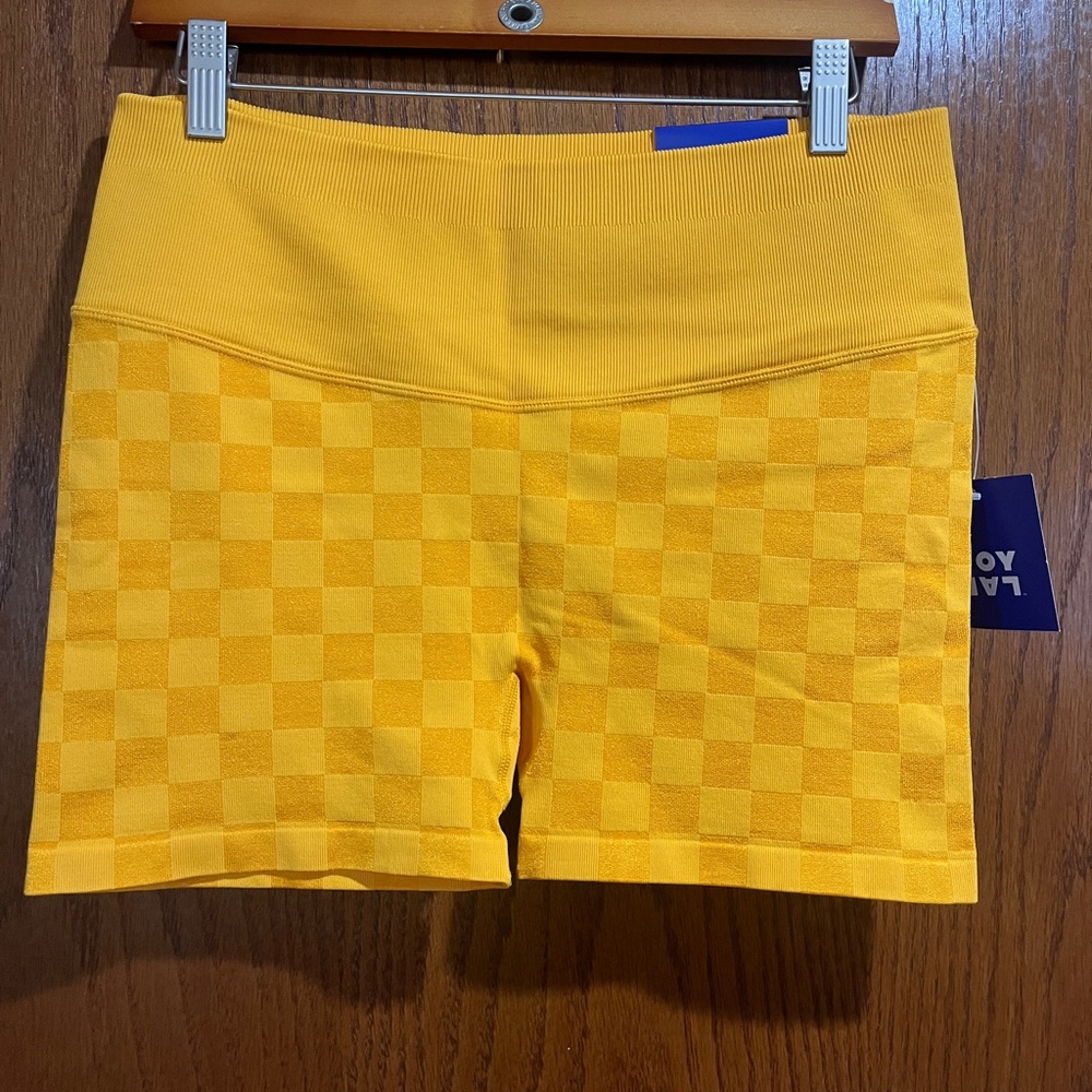JoyLab Yellow Checkered Athletic Shorts